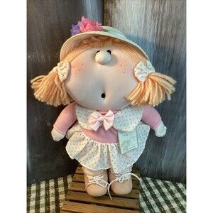 Vintage Bumpkin Punkin Doll Fabrizio Bunkies Cloth Toy 1984 Yarn Hair With Tags